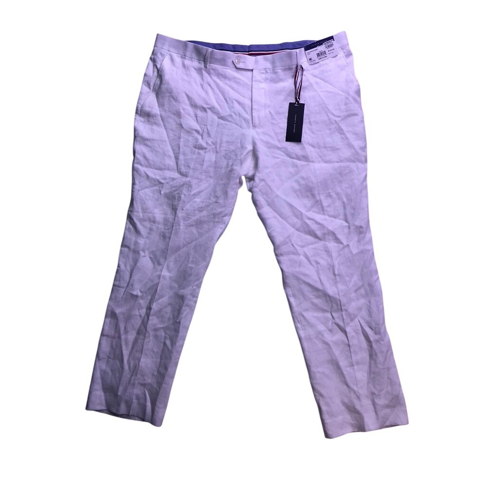 Tommy Hilfiger Linen Trousers Mens 42x30 White 100% Linen Hall Pants NWT